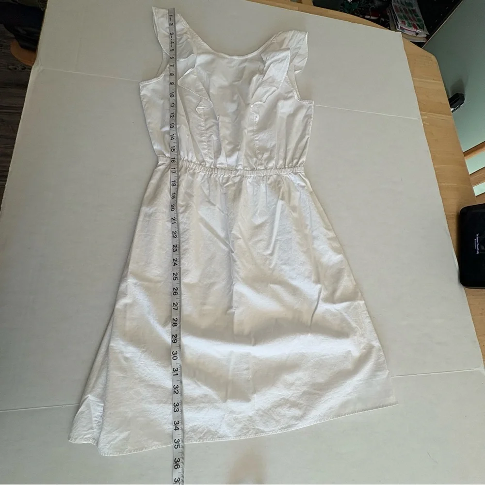 J. Crew Ruffle shoulder A line dress white size 0 100% cotton